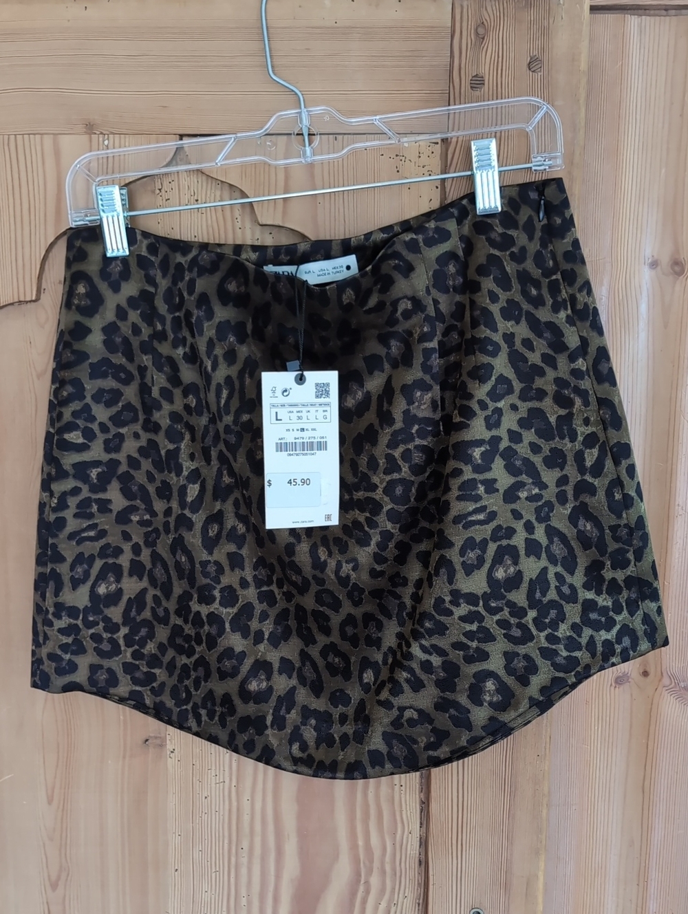 Zara Olive Green and Black Leopard Print Mini Skirt